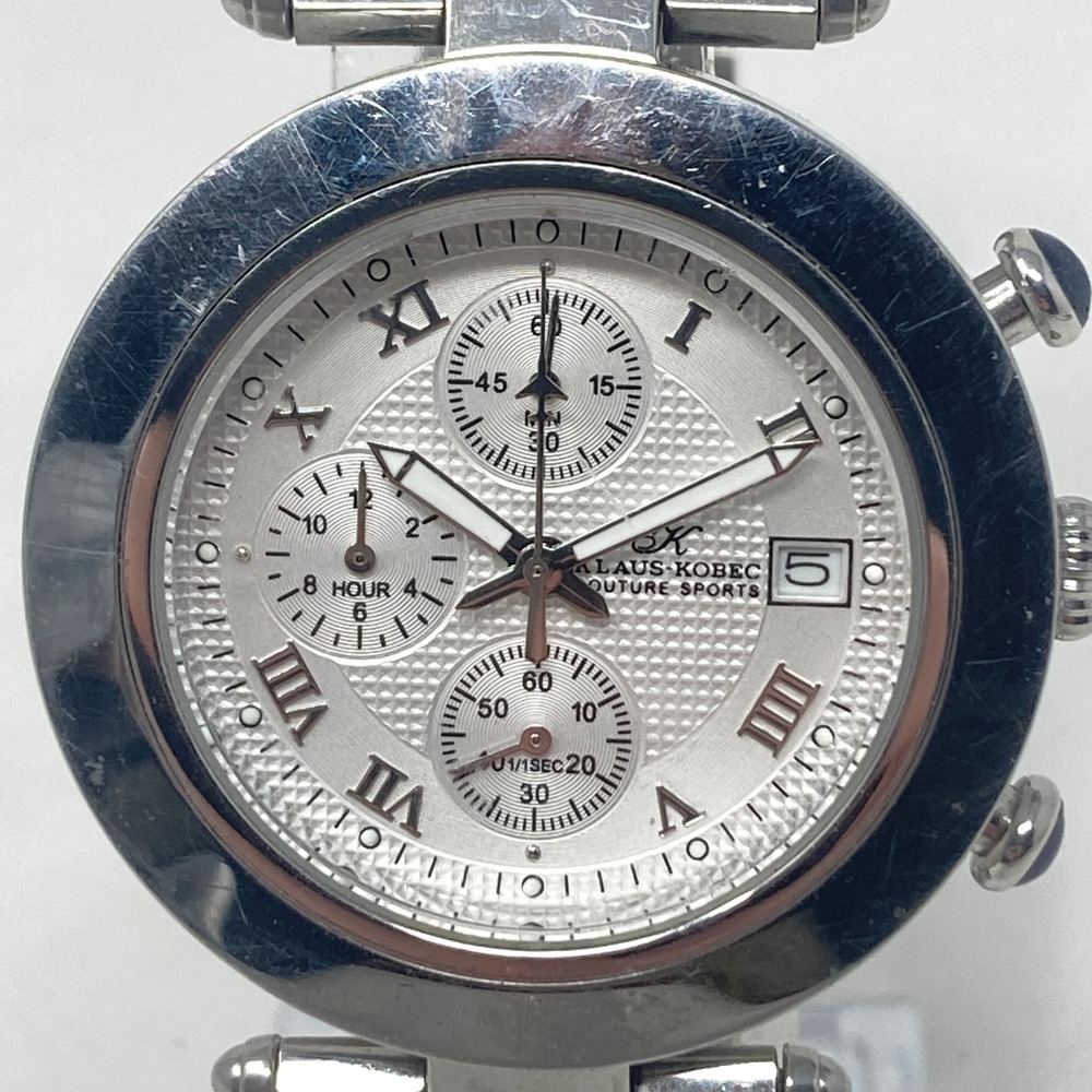 Klaus Kobec Chronograph Mens Watch 39mm Silver Tone Couture Sports New Battery